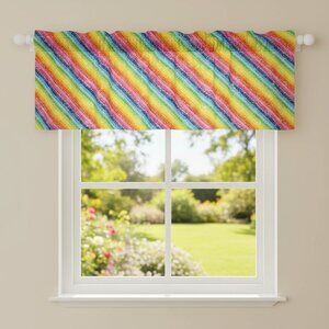 Handmade Rainbow Stripe Valance Curtains Set Of 3 39"x18" Each Vibrant Colors Ho